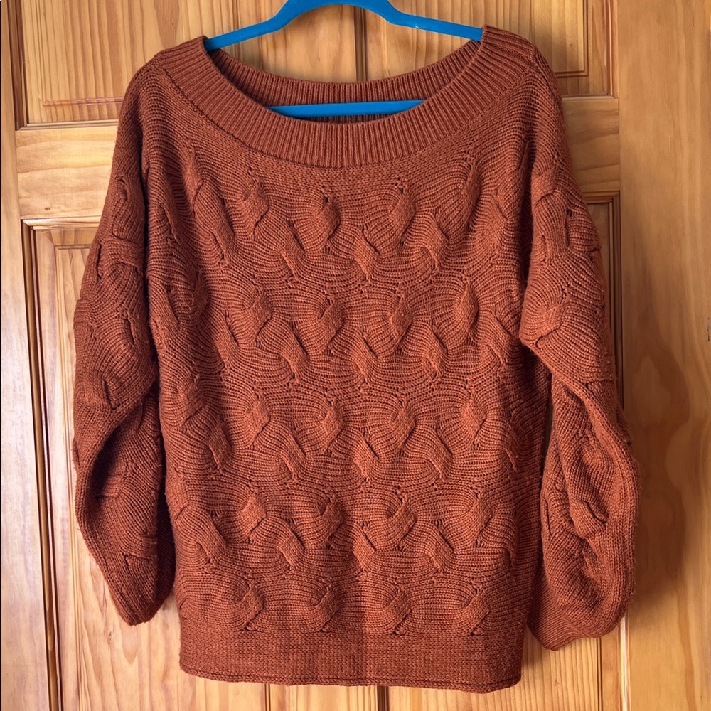 Warm Rust Cable Knit Sweater